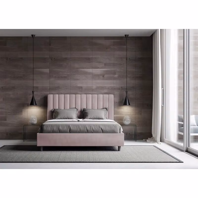 Letto matrimoniale alla francese Agueda Ityhome con contenitore in microfibra, colore glicine, L/P/H: 165 x 210 x 122 cm – 2
