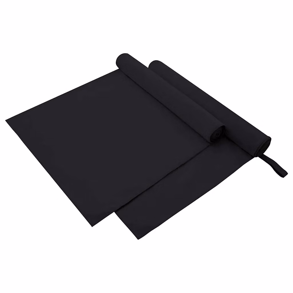 Set di 2 asciugamani sportivi vidaXL per adulti, colore nero, 180 x 90 cm