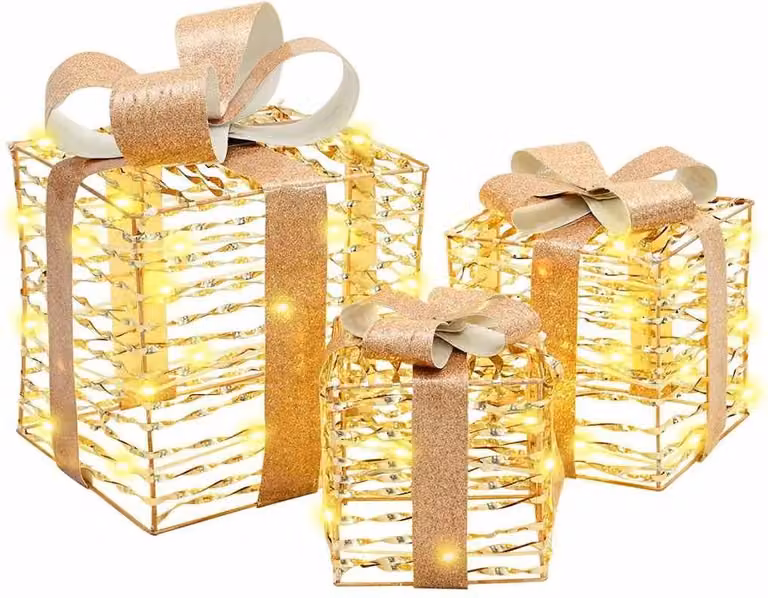 Scatola Regalo 3 pcs Bianco caldo 20 x 20 x 20 cm PET