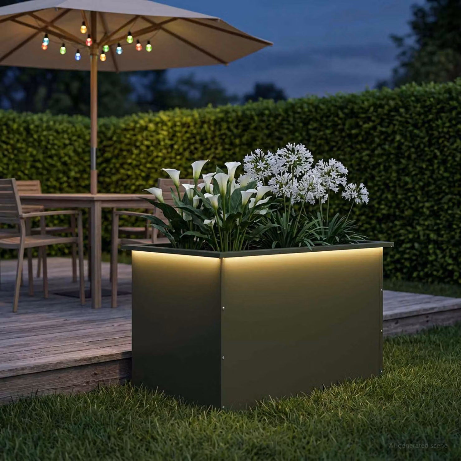 Fioriera da giardino con LED vidaXL in metallo Verde, L 80 x P 50 x H 48 cm