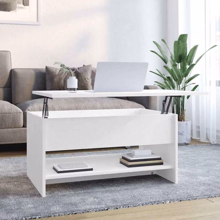 vidaXL Tavolino da Salotto Moderno Bianco con Meccanismo Sollevabile in Legno e MDF L: 80 cm, P: 50 cm, H: 40 cm