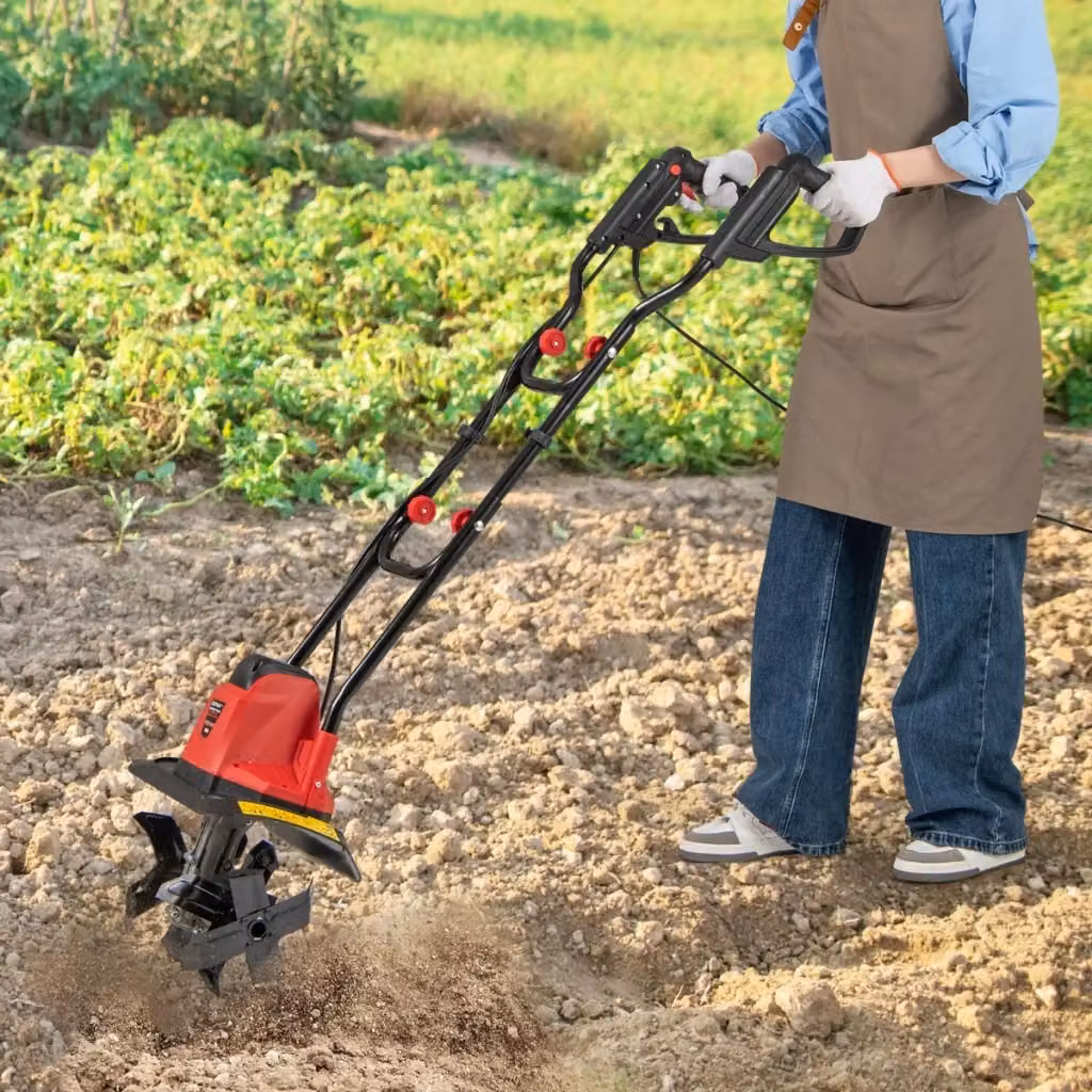 Motocoltivatore elettrico a filo pieghevole rosso con larghezza di lavoro 32 cm e profondità di 22 cm – 2