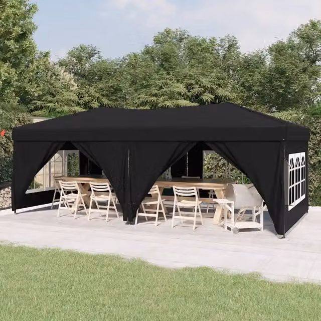 Tenda per feste pieghevole Videx con pareti laterali nera L/P/H: 6 x 3 x 2,45 m