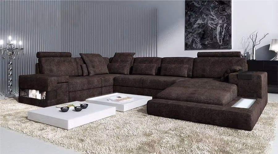 Textilsofa Ecksofa U-Form Modernes Sofa Ledersofa Ecksofa Polster Wohnlandschaft