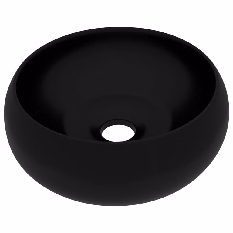 Lavandino Lusso Rotondo Nero Opaco 40x15 cm in Vetroceramica