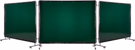 Schermo protettivo per saldatura VEVOR con telaio a 3 pannelli in vinile ignifugo verde, protezione UV a 6 livelli e 12 ruote, L: 174 cm, H: 234 cm