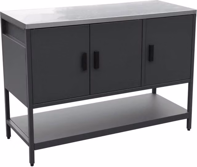 Cucina da esterno modulare in acciaio 3 ante e 1 ripiano, 120cm, nero