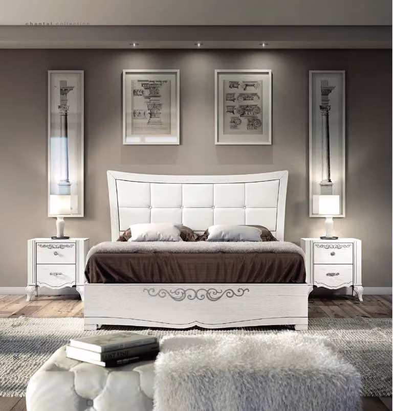 Doppelbett Bett Luxus Betten Holz Bettgestelle Bettrahmen Weiß Design Modern