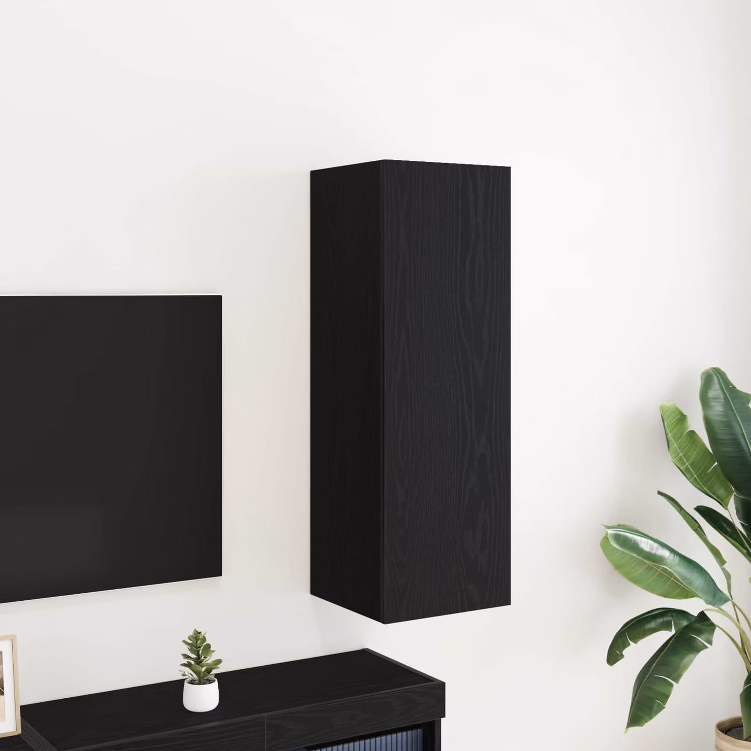 Mobile TV da parete vidaXL moderno in legno nero L/P/H: 30,5 x 30 x 90 cm