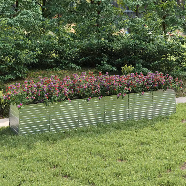 Letto rialzato da giardino vidaXL in acciaio zincato argento L: 480 cm, P: 80 cm, H: 77 cm