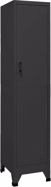 Armadietto da ufficio moderno HELLOSHOP26 in acciaio antracite con ante a battente e serratura, L: 38 cm, P: 45 cm, H: 180 cm – 1