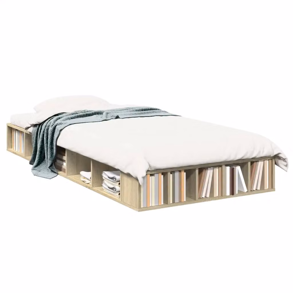 Letto con contenitore a sollevamento vidaXL in legno Rovere Sonoma L 80 cm x P 200 cm – 2