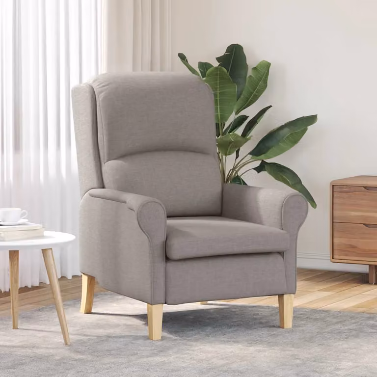 Poltrona Talpa vidaXL in tessuto beige o grigio con braccioli, L: 76 cm, P: 94 cm, H: 102 cm