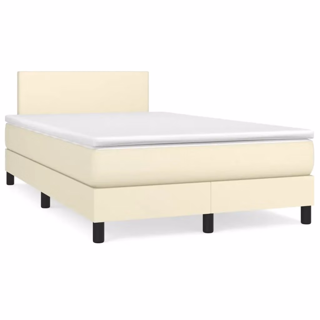 Letto con Giroletto a Molle e Materasso Ibrido vidaXL in Similpelle Beige e Bianco L/P/H: 120 x 200 cm – 2