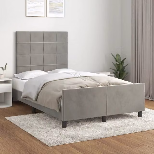 Giroletto vidaXL in Velluto Grigio Chiaro senza Materasso L/P/H: 120 x 200 x 3 cm – 1