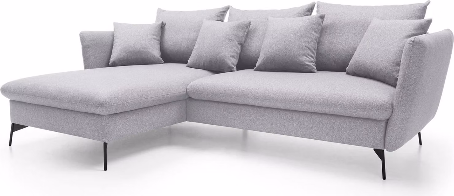 FURNLUX Divano angolare Viton Grigio e Nero 258cm / Colore principale: Grigio / Dimensioni: 258 x 91 x 167 cm
