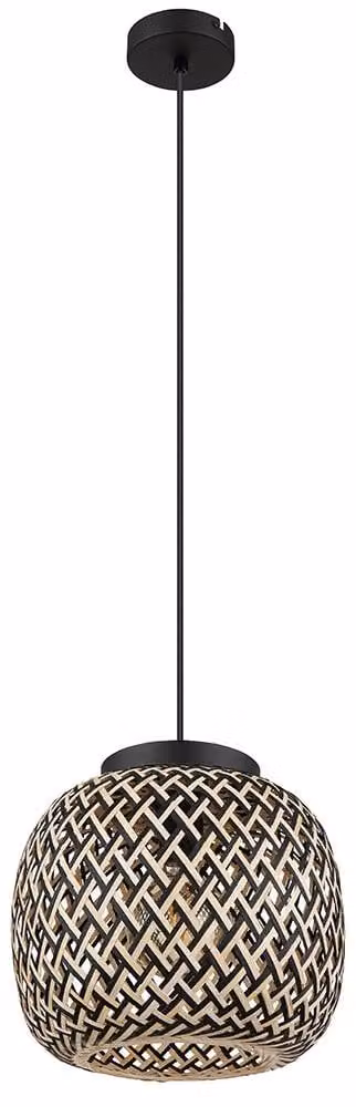 Lampada a sospensione, metallo, bambù, 1 luce, diametro 30 cm