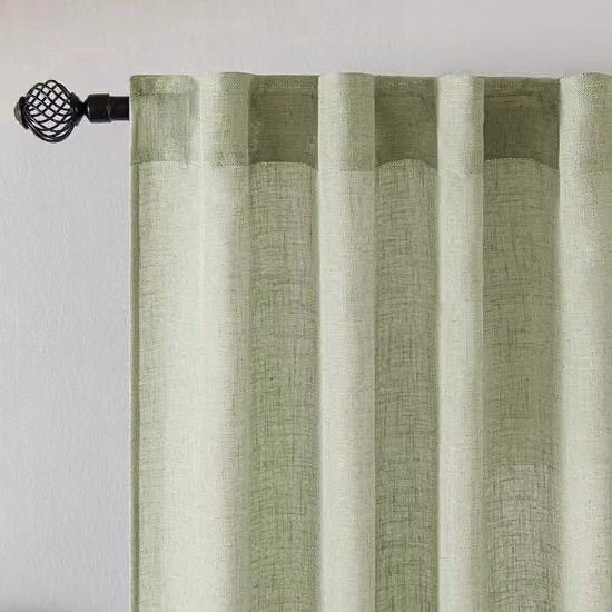 Schermi in lino trasparenti - Tende moderne trasparenti per porte e balconi - Set da 2 pezzi verde 140 x 260 cm
