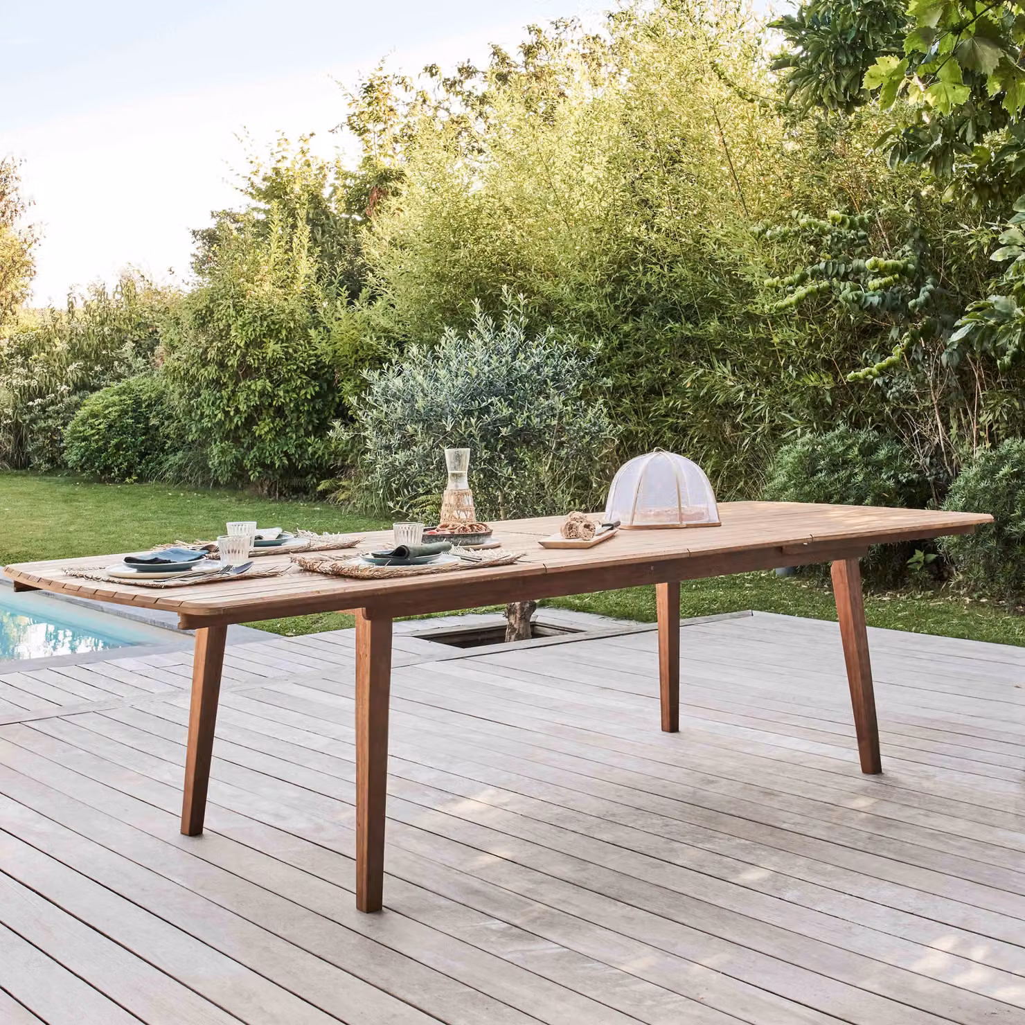 Tavolo da giardino estensibile in legno di eucalipto - Oviala Canet