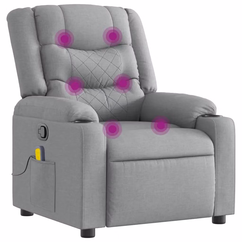 Poltrona relax reclinabile vidaXL in tessuto grigio con braccioli e struttura in legno e metallo – 2
