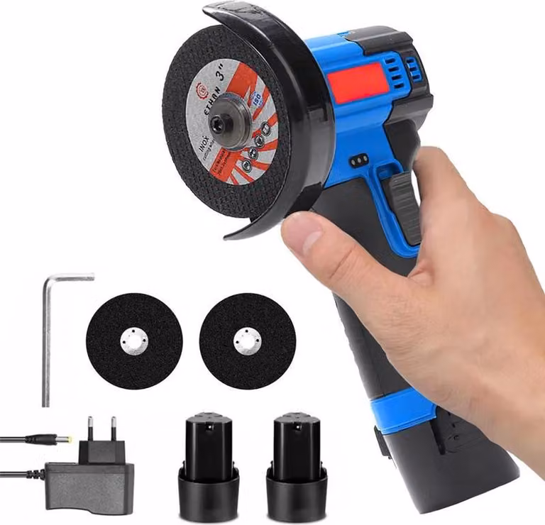 Smerigliatrice angolare, motore 550W, ricaricabile, stile A con 2 batterie, EU
