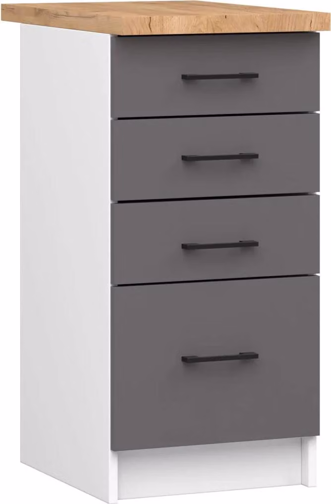 Mobile da cucina con cassetti 40 cm VERMINA - bianco / grigio