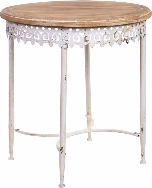 Tavolo rotondo in legno e metallo finitura invecchiata 75x75x80h cm