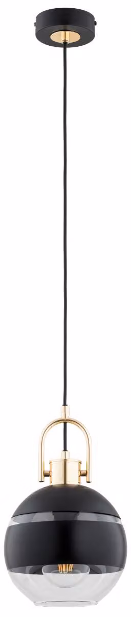 Lampada a sospensione DEROL nero-oro-trasparente 1xE27x15W metallo dim.: 95x20x20 cm IP20 Alfa