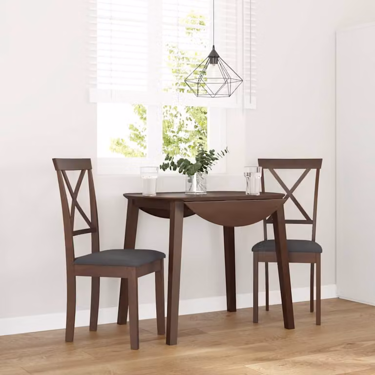 Set di 2 sedie da pranzo vidaXL in legno di hevea massello marrone con cuscini