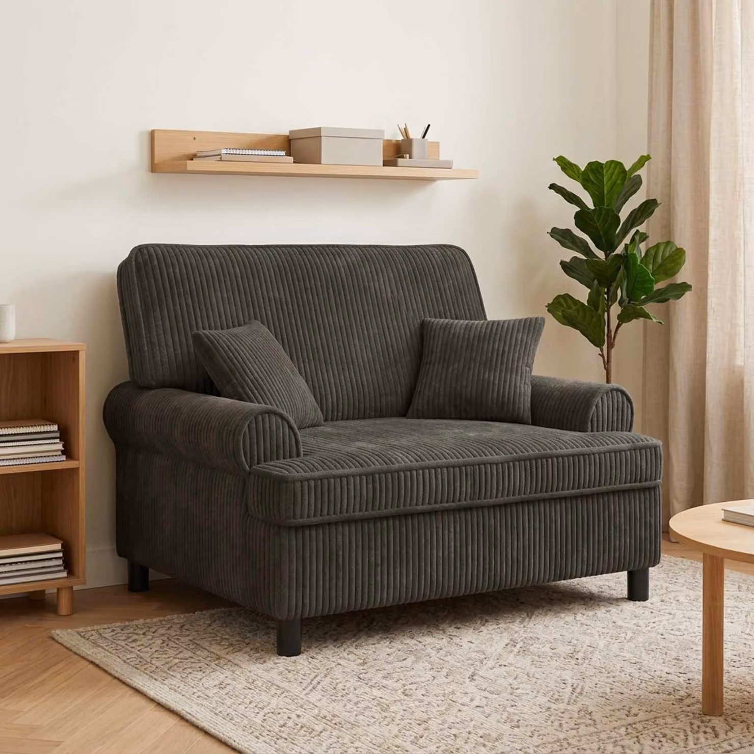 Poltrona relax XXL vidaXL con cuscini in tessuto a righe marrone e grigio