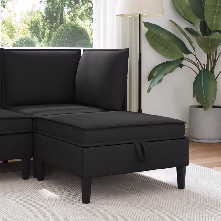 Pouf con contenitore vidaXL in velluto nero moderno L: 70 cm, P: 40 cm, H: 40 cm