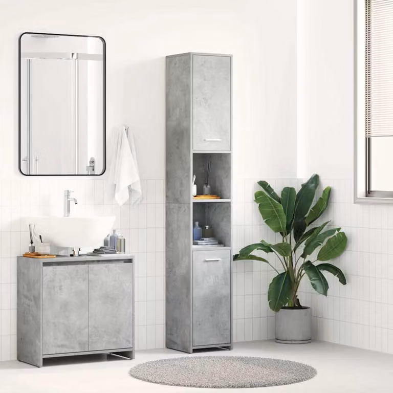 Armadio da bagno moderno vidaXL in MDF grigio opaco L/P/H: 30 x 30 x 183,5 cm