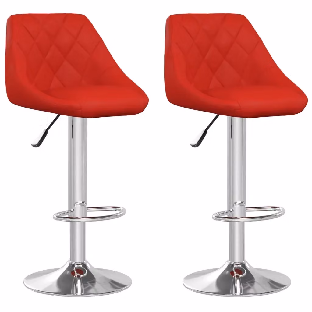 Set di 2 sgabelli da bar vidaXL in similpelle rossa con seduta girevole a 360 gradi – 2