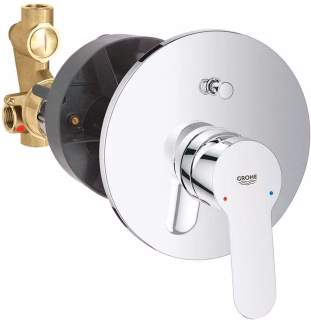 Miscelatore monocomando incasso per doccia con deviatore BauEdge Grohe cromato con tecnologia water saving