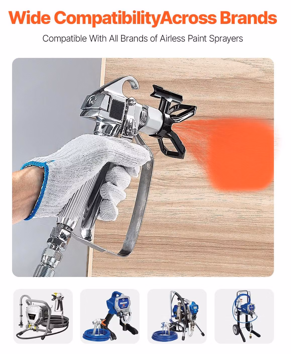 Pistola a spruzzo senza aria, 3600 PSI, compatibile con diverse marche, colore blu
