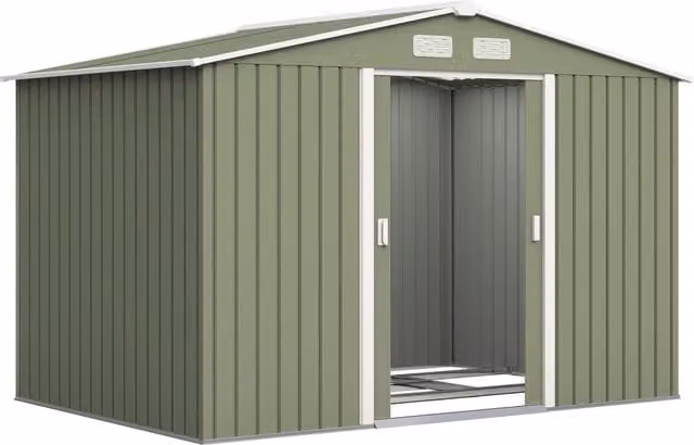 Casetta da giardino ¨C zephmum ¨C verde chiaro, acciaio galvanizzato, 277x195x192 cm