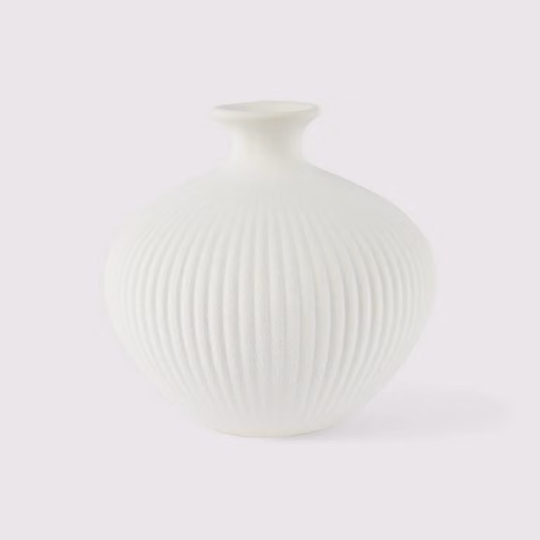 Cempaka - Vaso decorativo a forma di giara in gres bianco