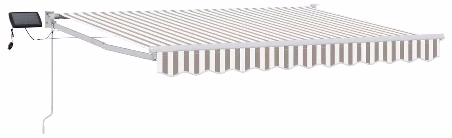Tenda retrattile manuale con LED Grigio chiaro e bianco