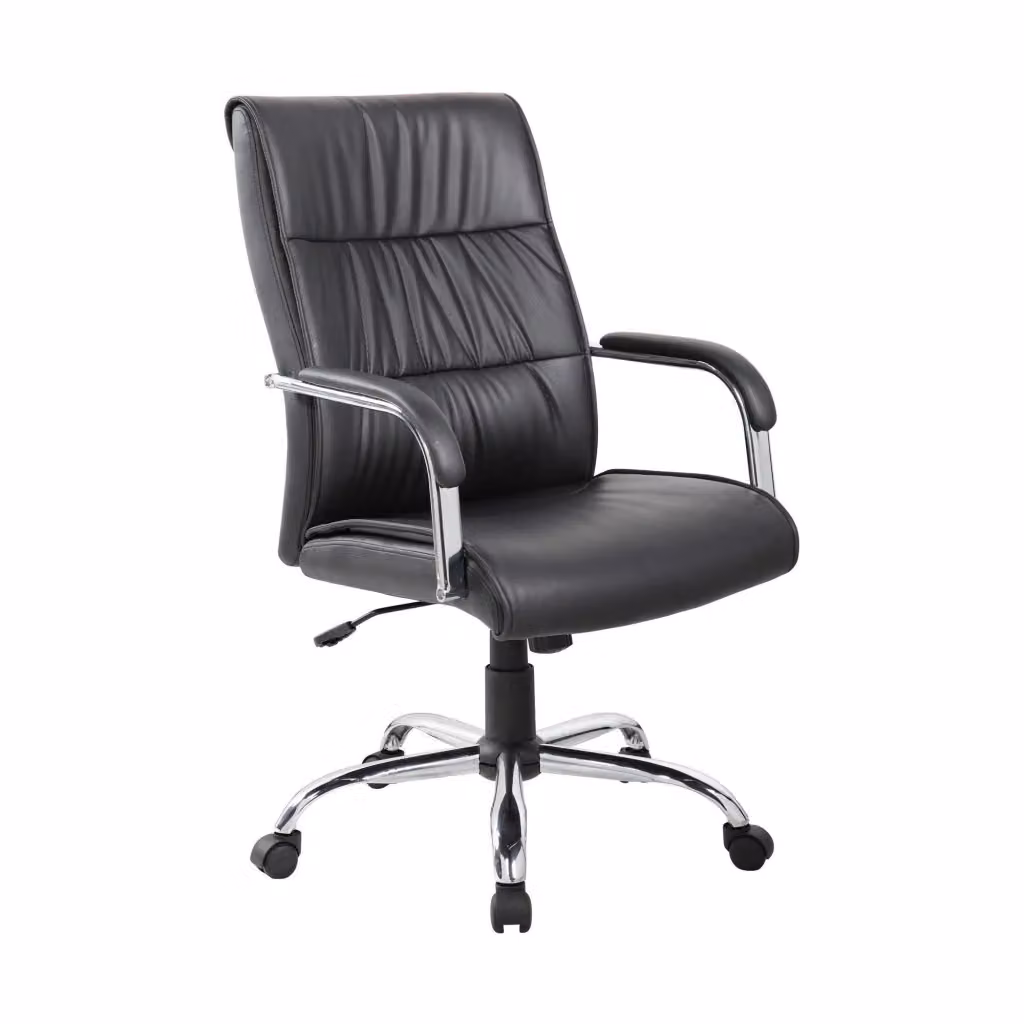 Sedia da ufficio Bangkok DMORA, poltrona direzionale ergonomica con braccioli in ecopelle e base in metallo, Nero, L: 69 cm, P: 68,5 cm, H: 105/115 cm – 2