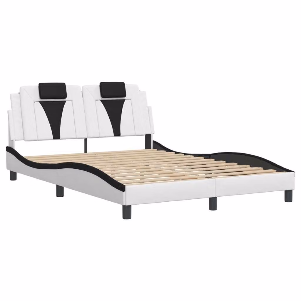 Giroletto Viana senza Materasso Bianco e Nero 140x190 cm in Pelle finta