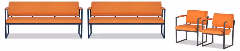 Orange-Schwarze Arbeitszimmer Sitzmöbel Kunstleder Bänke 2x Lehnsessel
