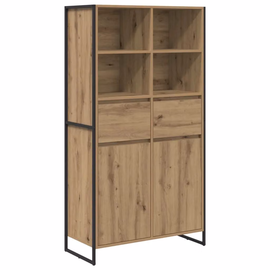 Credenza in stile industrial vidaXL in legno e metallo colore marrone L: 81 cm, P: 36 cm, H: 150.5 cm – 2