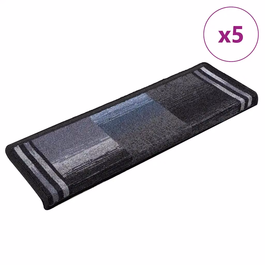 vidaXL Tappetini per Scale Autoadesivi 5 pz 65x21x4 cm Nero e Grigio