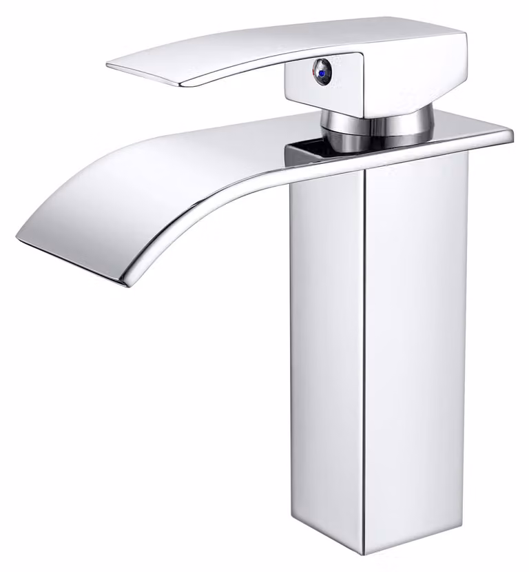 Miscelatore per lavabo a cascata, cromato, 1 pezzo, montaggio monoblocco