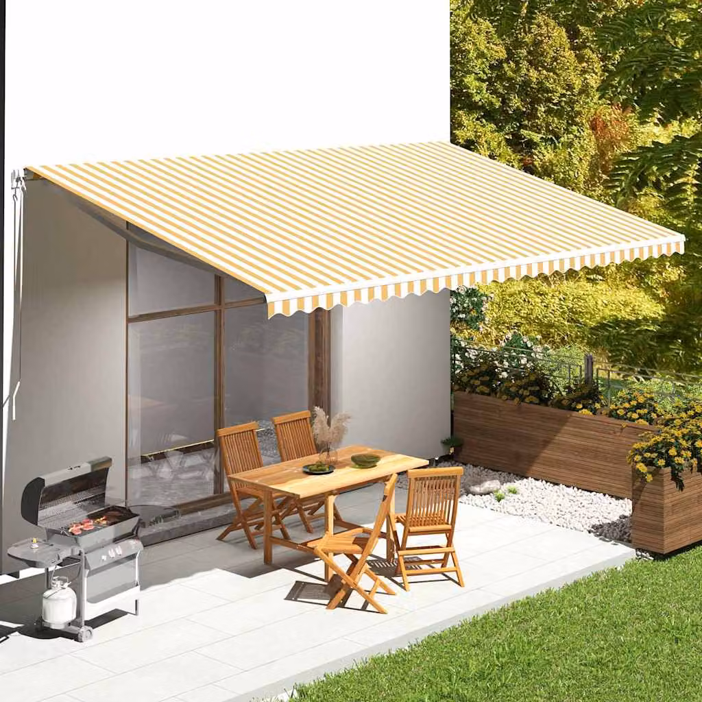 Tessuto di ricambio per tenda da sole vidaXL in poliestere, giallo e bianco, L: 600 cm x P: 350 cm
