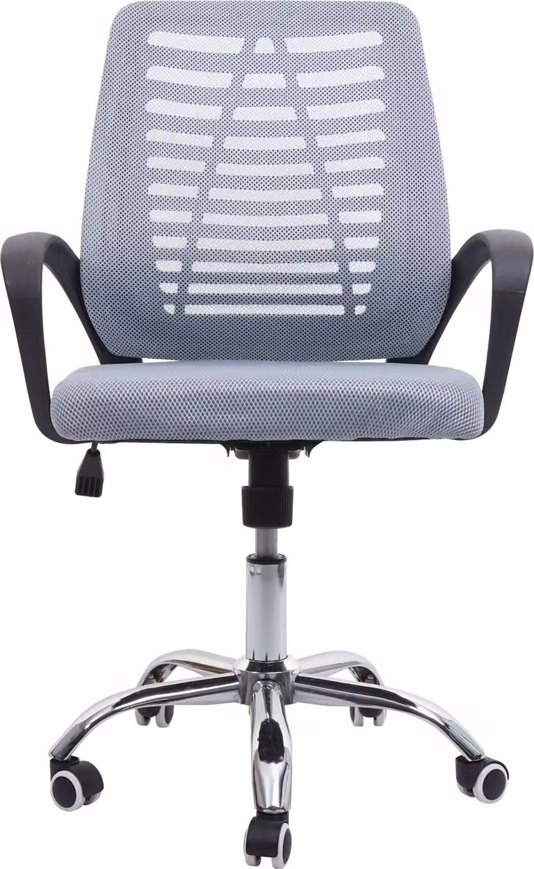 Sedia da ufficio MCW-L44, sedia da scrivania, sedia da computer, schienale ergonomico, rivestimento in rete e tessuto ~ grigio