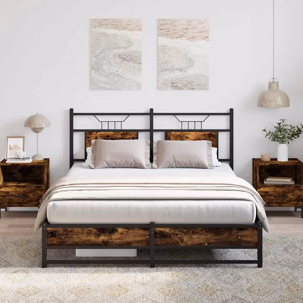 vidaXL Giroletto senza Materasso in Rovere Fumo, L/P/H: 140 x 200 x 207 cm