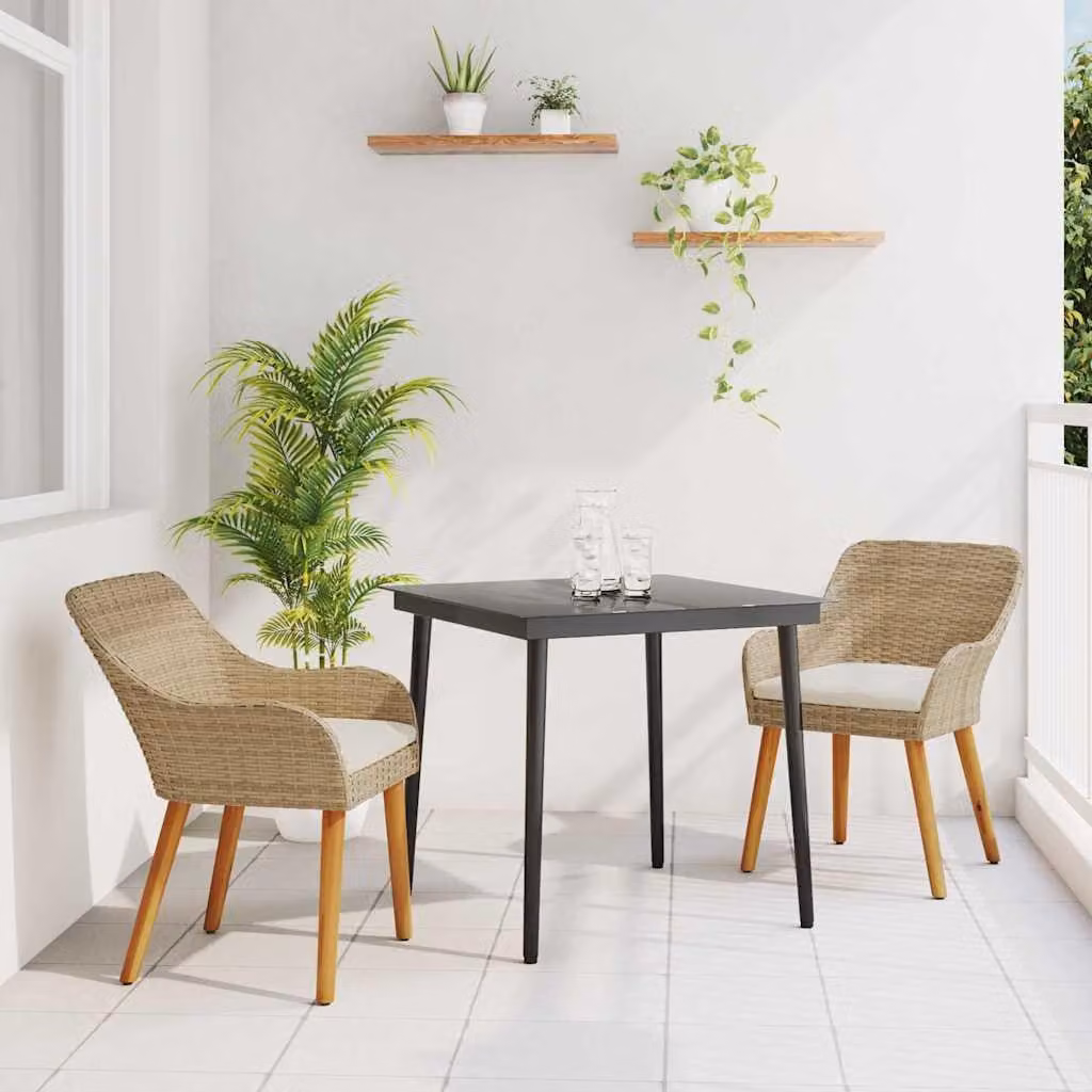 Maison Exclusive - Set da Pranzo per Giardino con cuscino 3 pcs Beige polyrattan