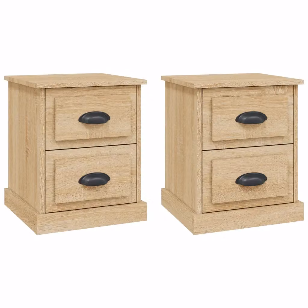 Set di 2 comodini Design Mania in legno multistrato color rovere sonoma, L/P/H: 39 x 39 x 47,5 cm – 2