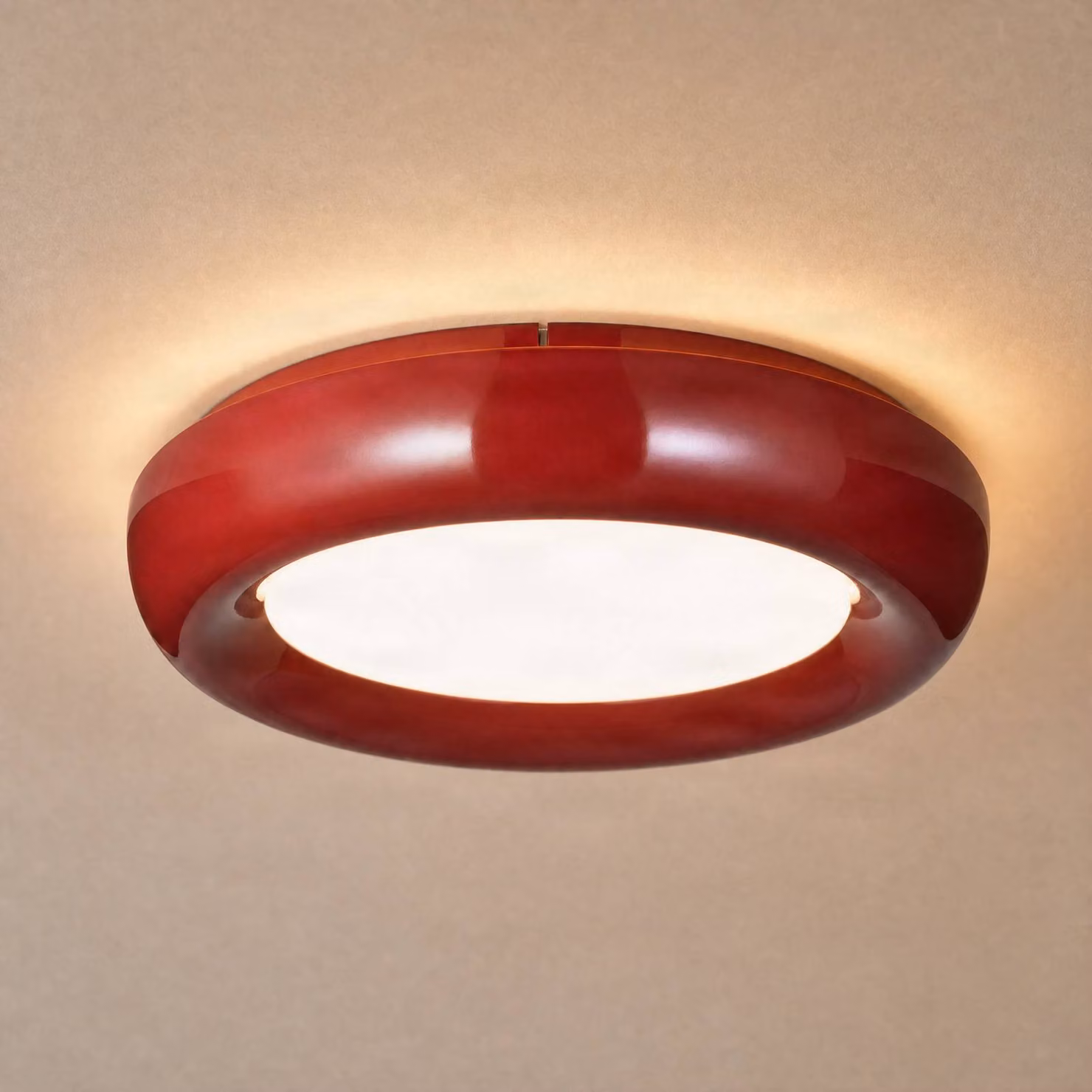 Plafoniera soffitto Lennox Lindby, dimmerabile, Rosso, Soggiorno / Sala da pranzo, Metallo, Moderno, Plafoniera
